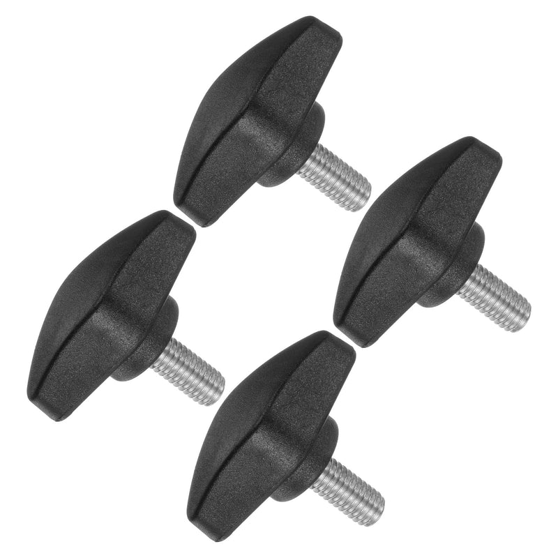 Tee Wing Knobs Thumb Screw, M6 x 14mm Male Thread, Plastic T Thumb Clamping Screw Threaded Stud Hand Knobs Grip, (Applications: for Machinery Lathes), 4-Pieces