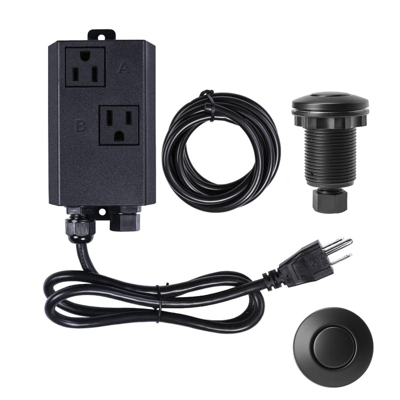 Garbage Disposal Air Switch Kit Dual Outlet Sink Top Waste Disposal Stainless Steel Black On/Off Air Button Food and Waste Disposals Part by Etoolcity Dual Outlet Short/2''
