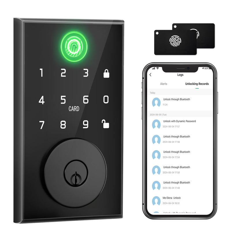 Smart Door Lock with Fingerprint, Keyless Entry Door Lock with Built-in Bluetooth,Fingerprint ID,App Remote Control,Auto Unlock,Door Status Alert
