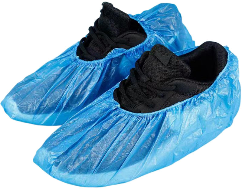 100 Pack Shoe Covers Disposable Non Slip, Premium Waterproof and Recyclable Shoe Booties Covers for Indoors, Fits Up To 11 US Men and 13 US Women Size(50 Pairs Blue) (Blue)