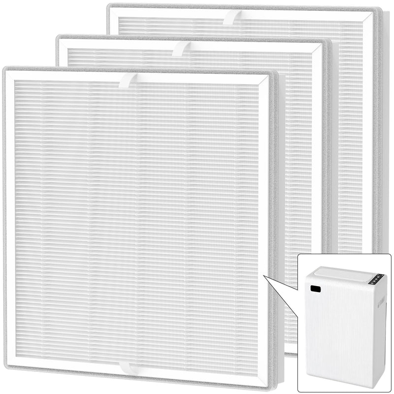 3 Packs E-300L True HEPA Replacement Filter Compatible with MOOKA and MOOKA Family E-300L for Large Room, H13 True HEPA and Activated Carbon Filter 3 Packs