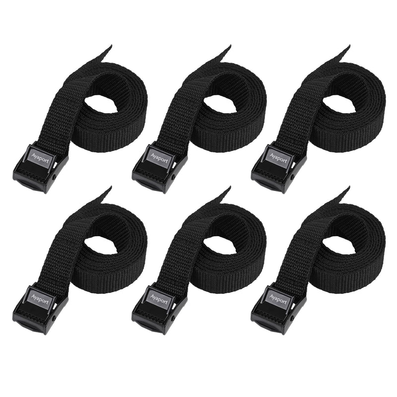Ayaport Lashing Strap Tie Down Straps with Adjustable Cam Buckle Nylon Cinch Strap for Packing Cargo, Bike, Luggage Black 6 Pcs (Black, 0.75'' x 48”) 0.75'' x 48"