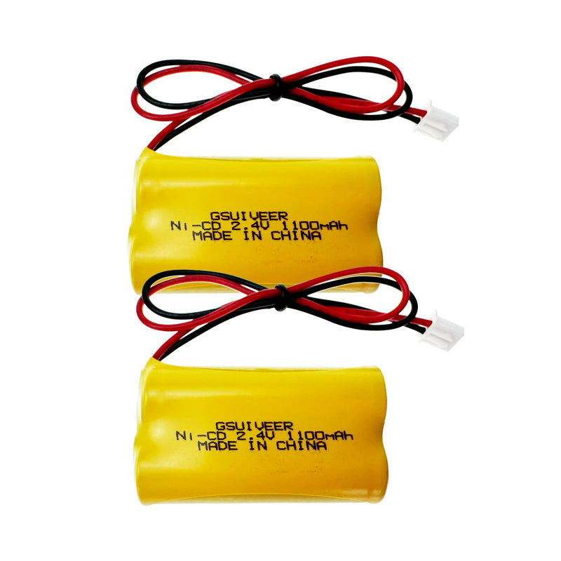 2.4V Emergency Light Battery Exit Sign Replacement 2.4 Volt 1100mAh Ni-CD Compatible with Lithonia 10010034 Exitronix 10010036 Interstate NIC1394 BEL-179 (2 Pack) 2 Pack x exit sign battery 2.4v