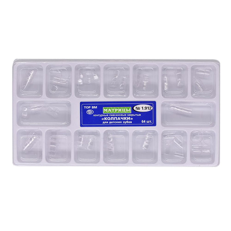 64 Pcs Deciduous Transparent Crowns Kit,Dental Temporary Crown for Anterior Teeth,Dental Materials