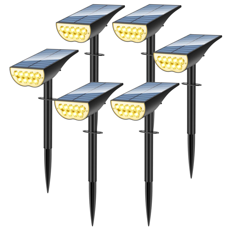 Solar Spot Lights Outdoor, Solar Lights Outdoor Waterproof IP65, 3 Brightness Modes Dusk to Dawn Landscape Spotlights for Yard Garden Pathway Tree Decoration, Warm White, 6 Pack