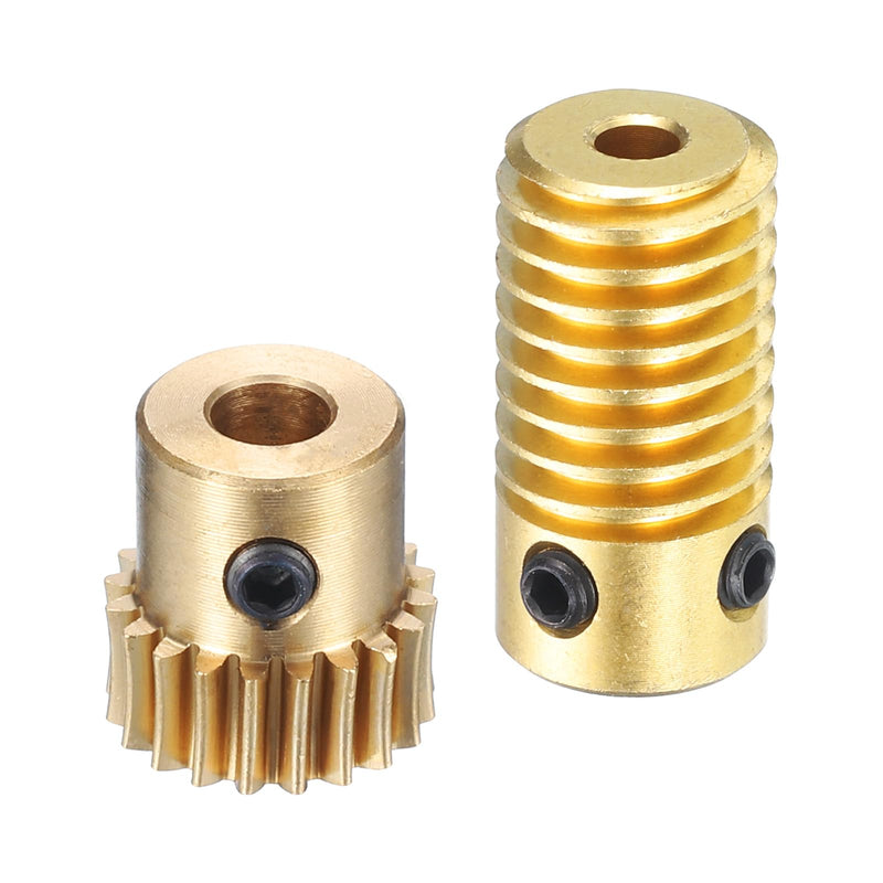 uxcell Worm Gear Set - 0.5 Module 20:1 Reduction Rate 3mm Hole Dia Gear Shaft and 4mm Hole Dia Gear Wheel 20T Drive Gear Box (Brass)