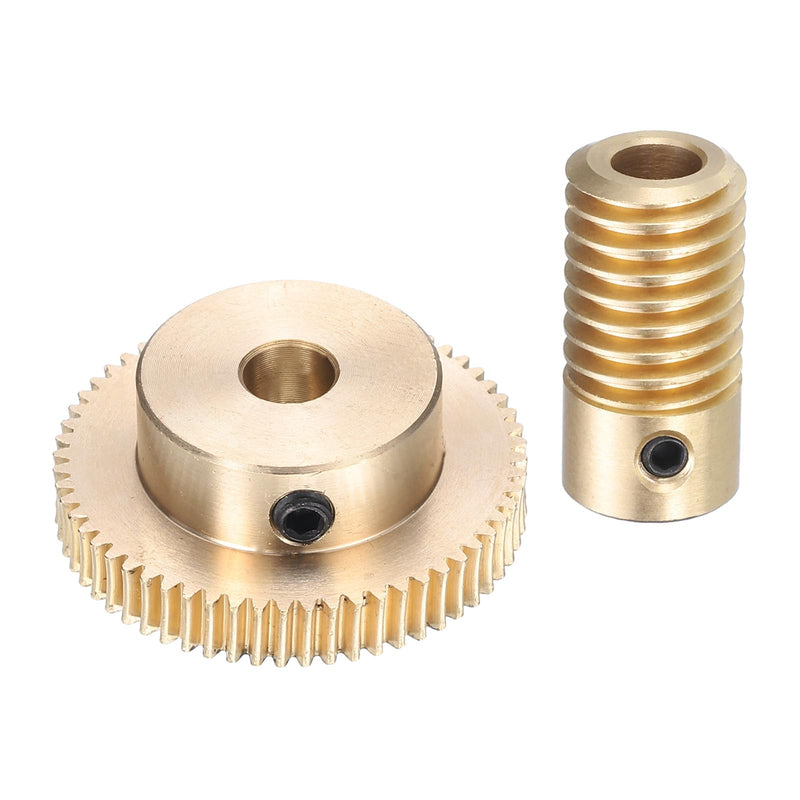 uxcell Worm Gear Set - 0.5 Module 60:1 Reduction Rate 5mm Hole Dia Gear Shaft and 6mm Hole Dia Gear Wheel 60T Drive Gear Box (Brass)