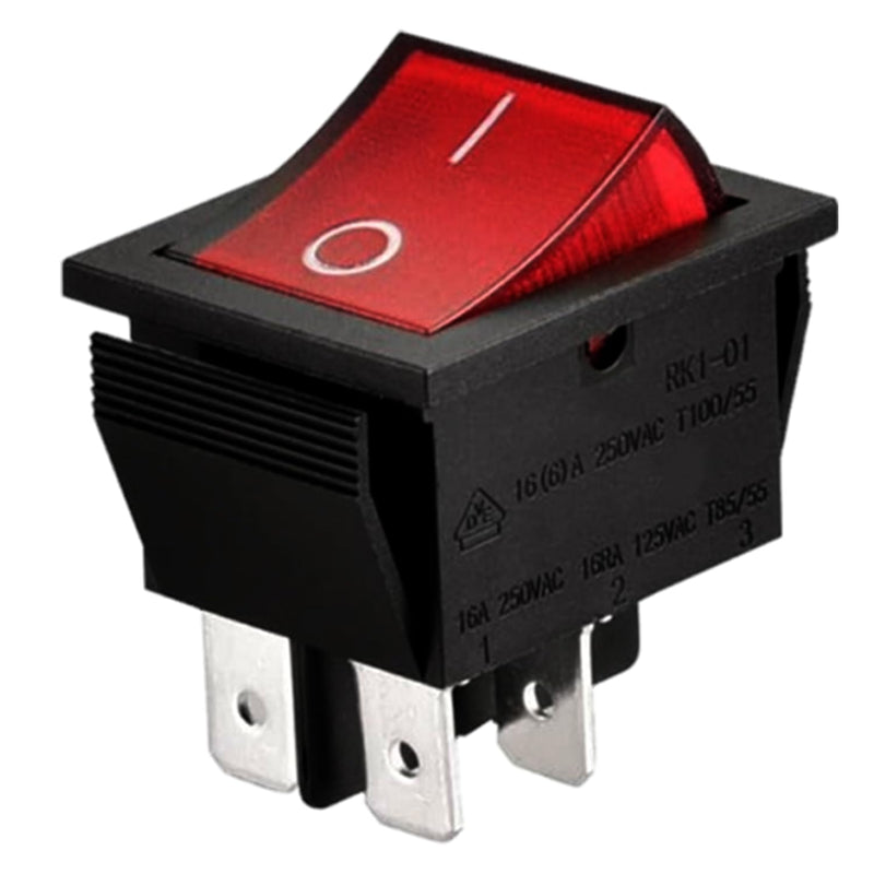 Lighted Rocker Switch | RF-1004 Replacement | Treadmill Elliptical Stationary Bike | 16A 125vac | 16A 250V 4 Pin Panel Mount Black-4pin