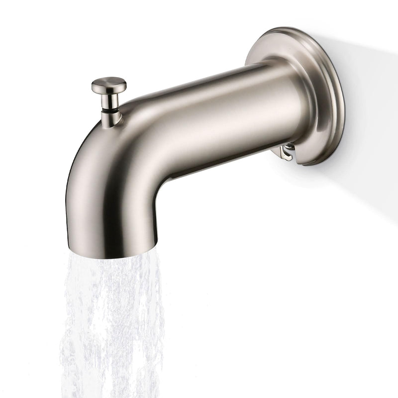 Slip-On Tub Spout with Diverter Long for Bathtub Spout, Fit for 1/2 Inch Slip Pipe, Brushed Nickel