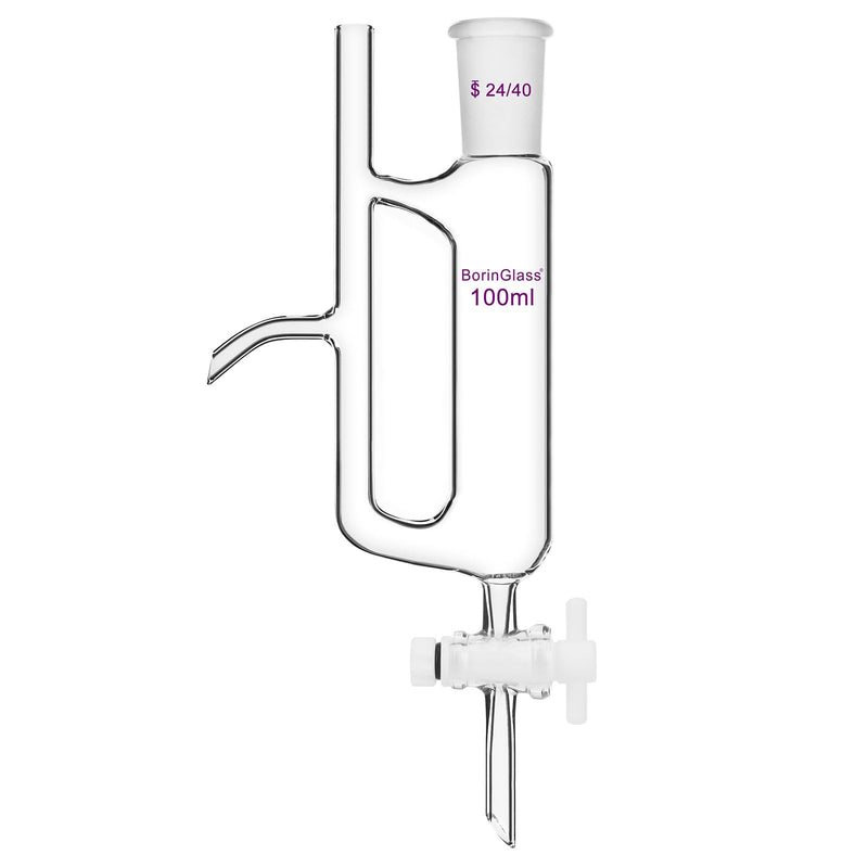 BorinGlass Water Oil Separator with 24/40 Joint, Borosilicate Glass Separation Funnel for Accurate Liquid Separation, 100 ml