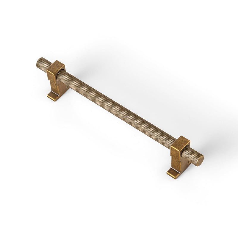 Goo-Ki 6 Pack 5" Antique Brass Knurled Cabinet Handles – Solid Bar Pulls with Industrial Textured Grip, Ideal for Kitchen Cabinets, Dressers, Vintage Hardware 5" Center to Center