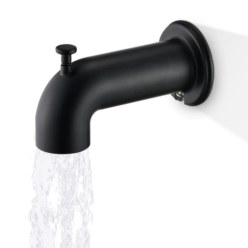 Slip-On Tub Spout with Diverter Long for Bathtub Spout, Fit for 1/2 Inch Slip Pipe, Matte Black