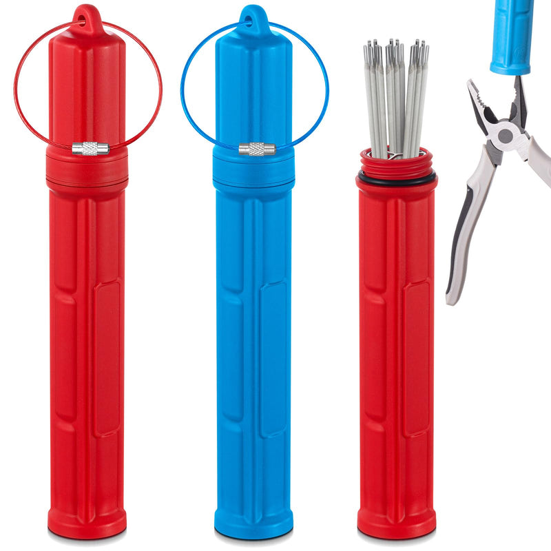 2 Pcs Tungsten Holder Welding Rod Holder 7.9 Inch TIG Tungsten Welding Electrode Rod Storage Tube with Magnetic Base Airproof Container Canister, Red and Blue