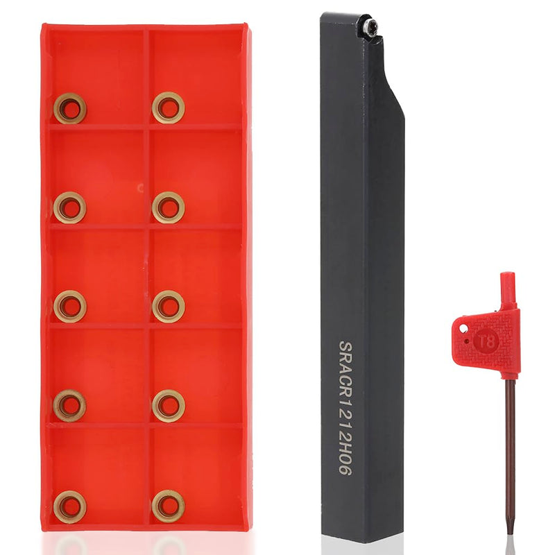 Lathe Tool Holder High Precision Indexable Turning Tool, Boring Bar with 10pcs Carbide Inserts for Metalworking Professionals 12mm Shank Size