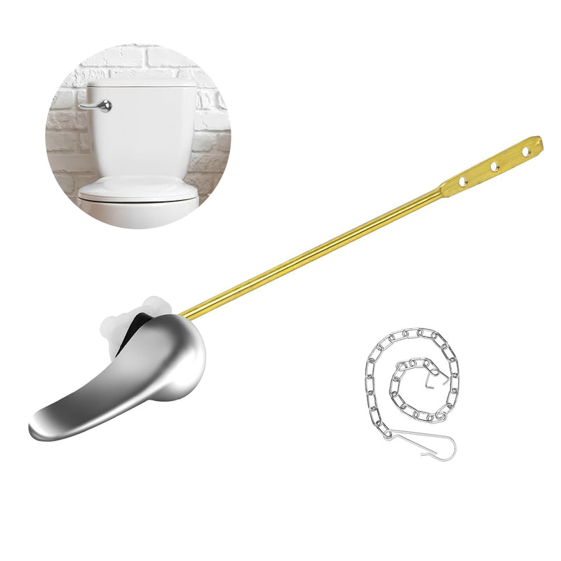Toilet Flush Handle Replacement Kit, Zinc Alloy Toilet Handle Brass Toilet Flusher Lever for Most American Standard Toilet Bowls, Universal Toilet Handle Replacement Kit (Silver) Silver