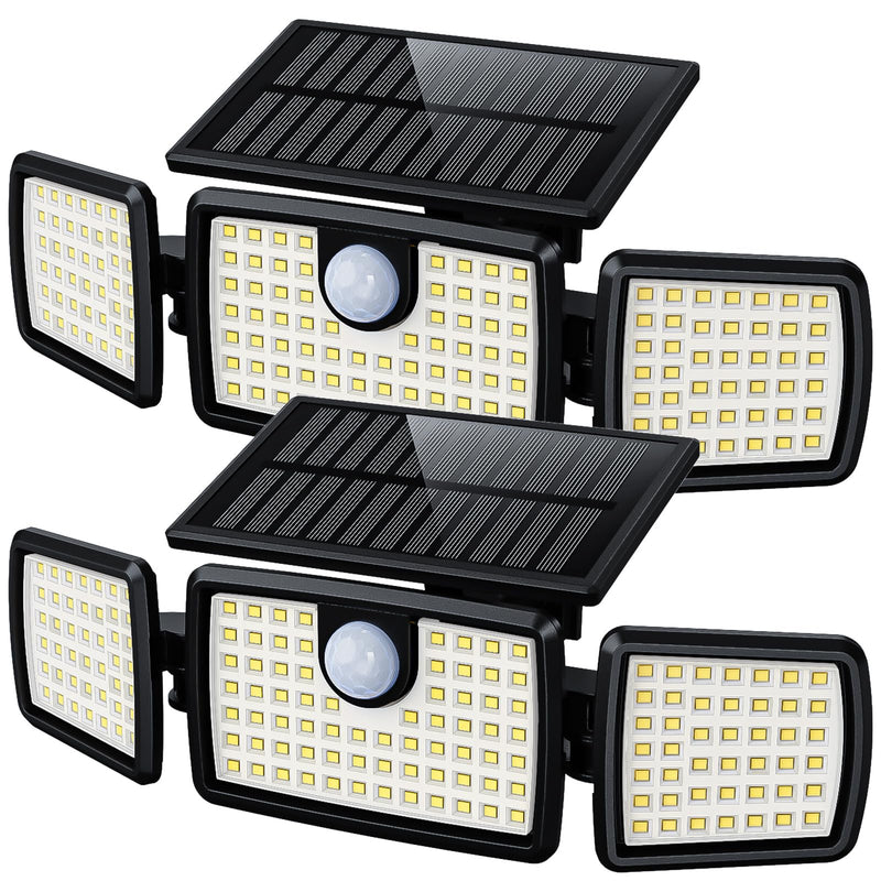 MIHANI Solar Flood Lights Outdoor, 2500LM Motion Sensor Security Lights with 270° Wide Angle, IP65 Waterproof, 3 Heads Solar Outdoor Lights for Patio, Yard, House, Garage (Non-Remote, 2 Pack) Non-remote-2 Pack