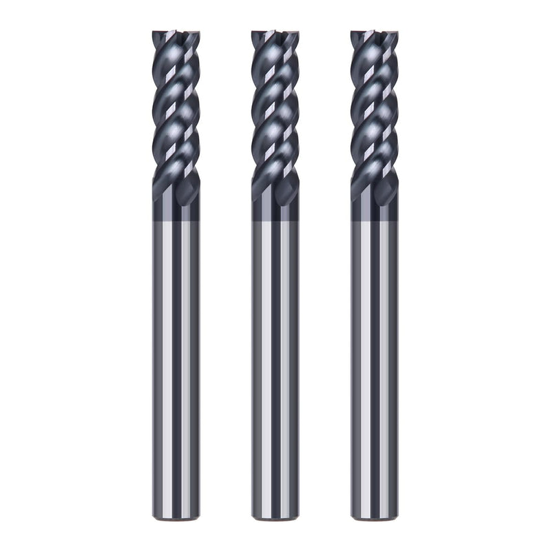 HUHAO Square End Mill(3Pcs),4 Flute Variable Straight Milling Cutter 1/4" Shank End Mill for Carbon Steel,Prehardened Steel,Stainless Steels,Carbide End Mills Sets for DIYers & Professionals 3 1/4" 3 pcs