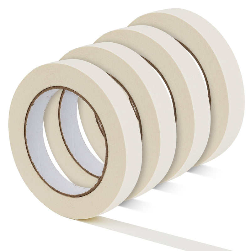 Masking Tape, 0.75 inch Wide Painters Tape, 4 Pack Strong Adhesive Labeling Tape, Beige White, 55 Yards per Roll (220 Total Yards) for Home, Office, Labeling, School, DIY, and Crafts 0.75 Inch x 55 Yards x 4 Rolls