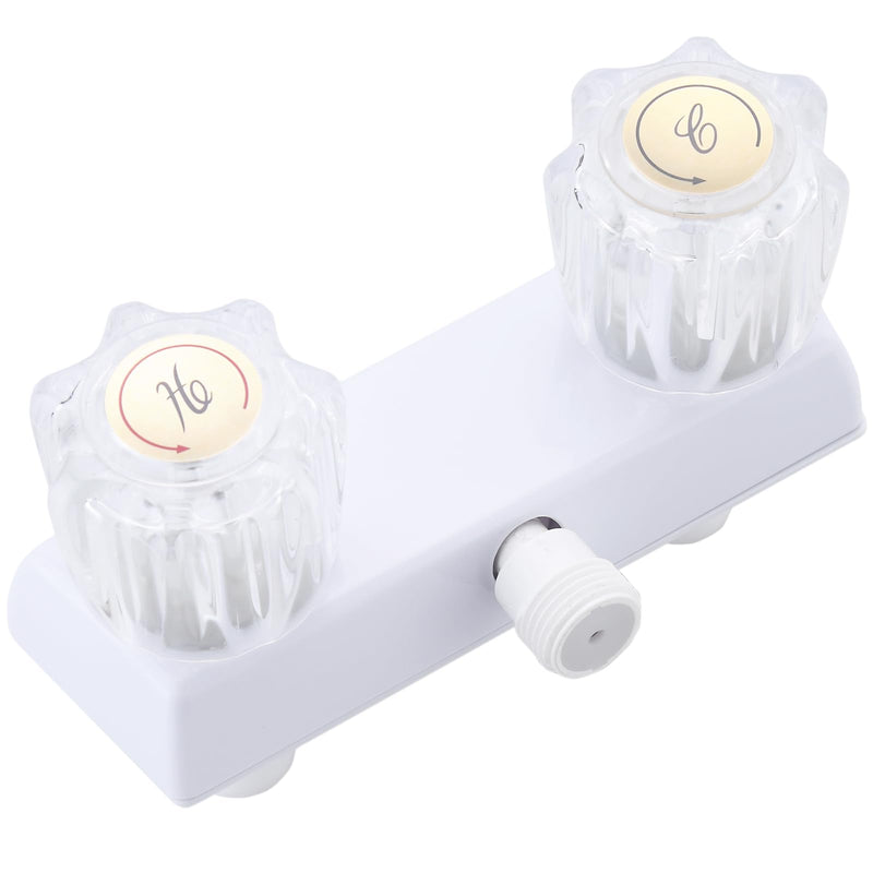 RV Shower Faucet, 4" Shower Valve Diverter with Dual Acrylic Control Knobs, Leak-Proof Design for RV Camper Van Travel Trailer Bathroom (Indoor/Outdoor Use), White
