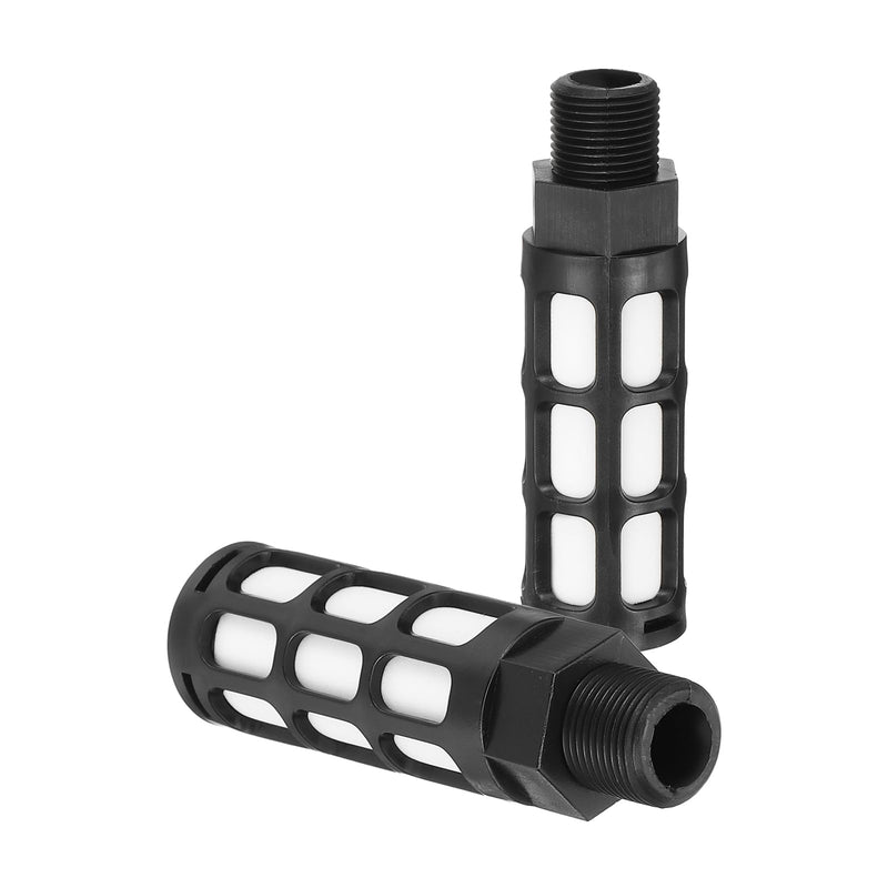 PATIKIL Pneumatic Muffler G 3/8, 2 Pack Plastic Air Compressor Exhaust Muffler Filters Air Solenoid Valve Muffler Fitting for Automation Pneumatic Equipment, Black