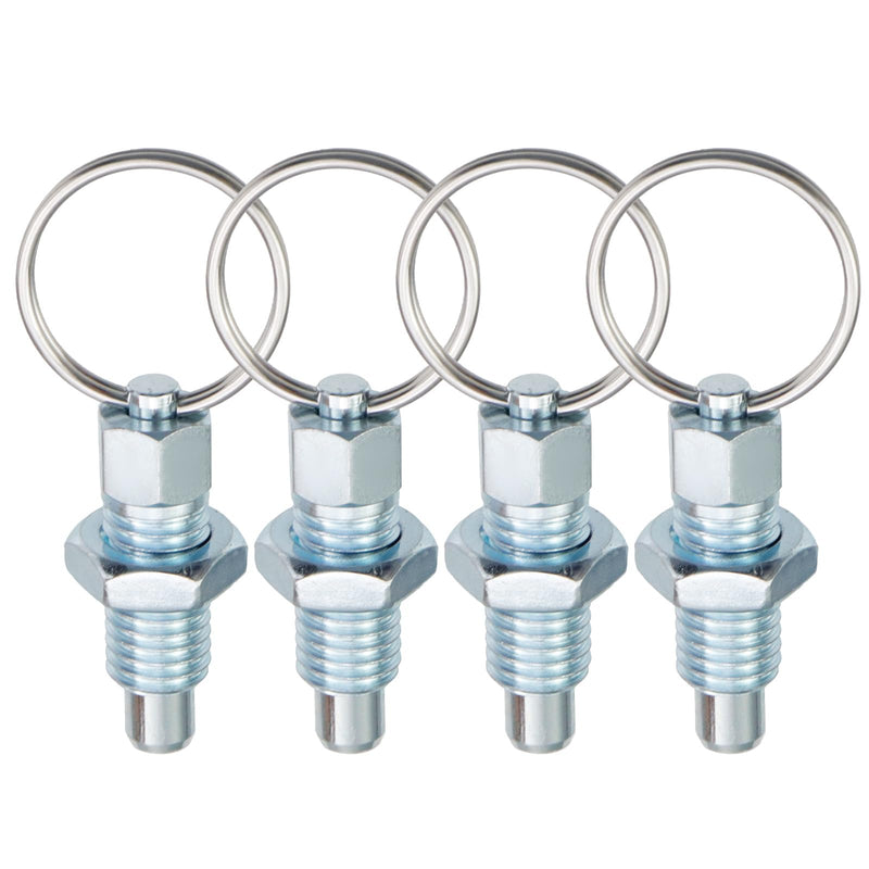4PcsStainless Steel Spring Plunger Hand-Retractable Spring Plunger M12 Knob Plunger with Pull Ring (M12-1.75-8) M12-1.75-8 4