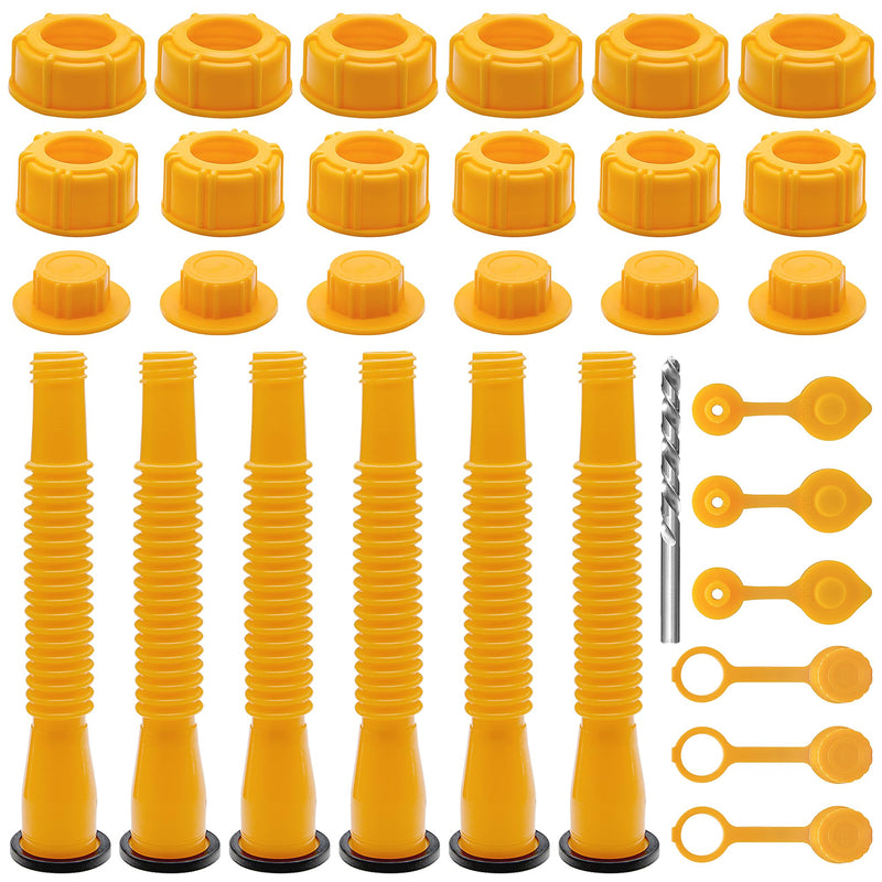 Can Spout Replacement Kit,Can Nozzle Replacement Kit for 1/2/5/10 Gal,Can Spouts for Old Style Tanks Easy to Install,with Screw Collar Caps, Spout Cover, Base Cap, Drill Bit(19) 19