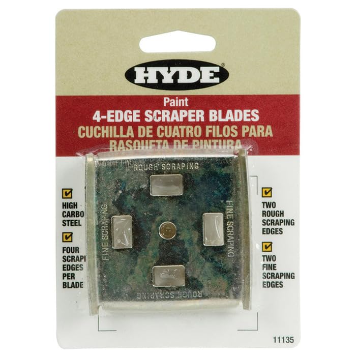 5-Pack of 2-1/2” Hyde 11135 Hyde Lifetime 4-Edge Replacement Scraper Blade, 2-Pack