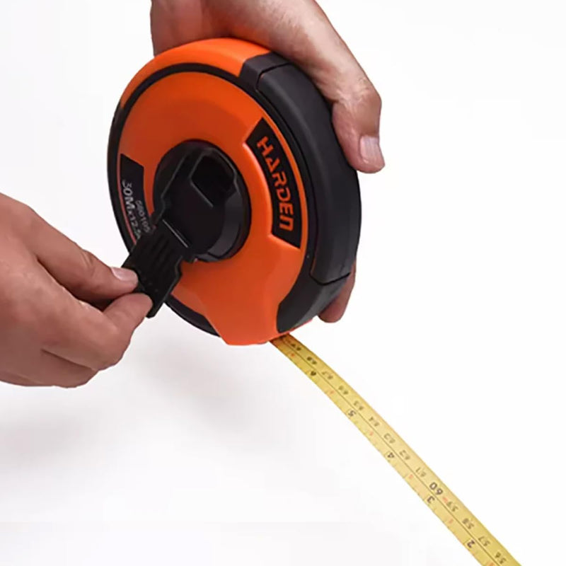 Edward Tools Pro Long Measuring Steel Tape - 165 Feet / 50 Meters - Pro Grade Nickel Plated Blade with Easy to Read Inches and Metric - Durable Cover - Easy Spin Retrieve