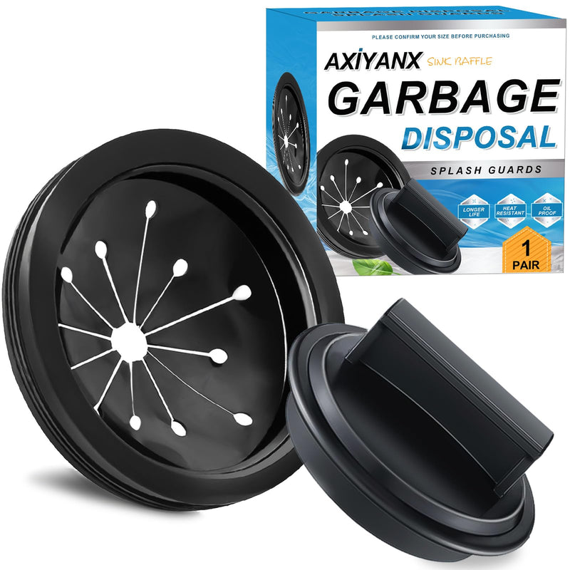 3 1/8" Inch Garbage Disposal Splash Guard with Garbage Disposal Drain Cover for Sink,Rubber Garbage Guard and Garbage Disposal Stopper for Whirlaway, Waste King, and GE Models (Black 3 1/8 in) Black 3 1/8 in