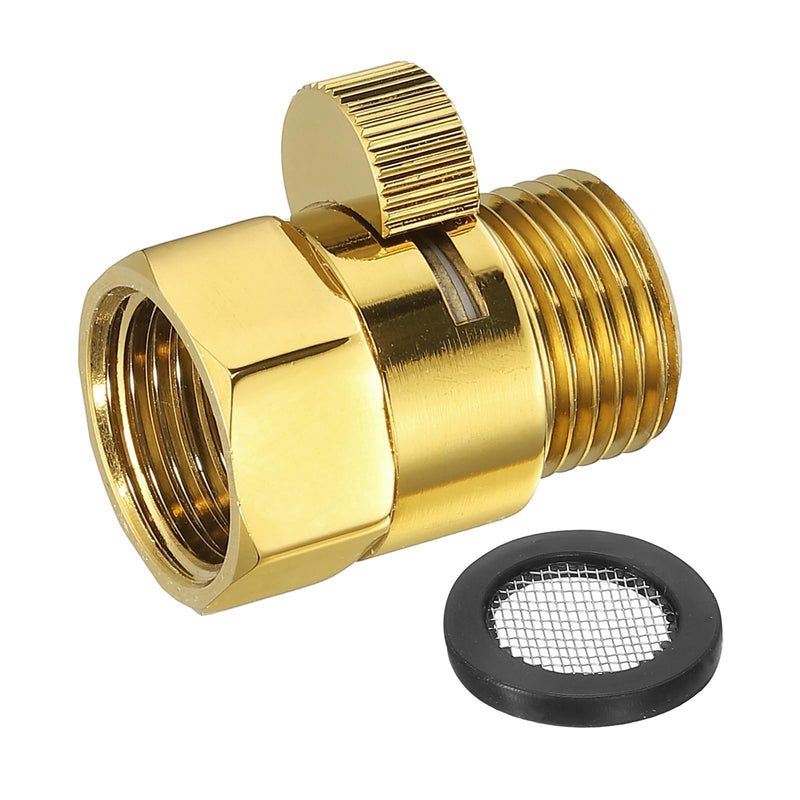 uxcell Water Flow Control Valve, 1 PCS G1/2" Shower Head Shut Off Valve, Brass Water Pressure Regulator for Shower Head or Bidet Spray (Gold) Gold