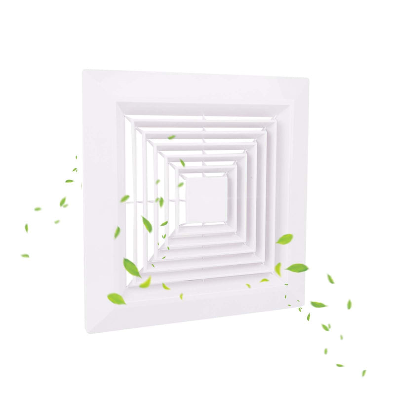 White 1 Piece ( 9 “x 9 ”Inch) Bathroom Exhaust Fan Cover with Spring, Square Ceiling or Wall Mounted Exhaust Fan, Ceiling Fan, Grille, Air Diffuser, Diverter Ventilation Hood, Replacement Accessories 9”x9“