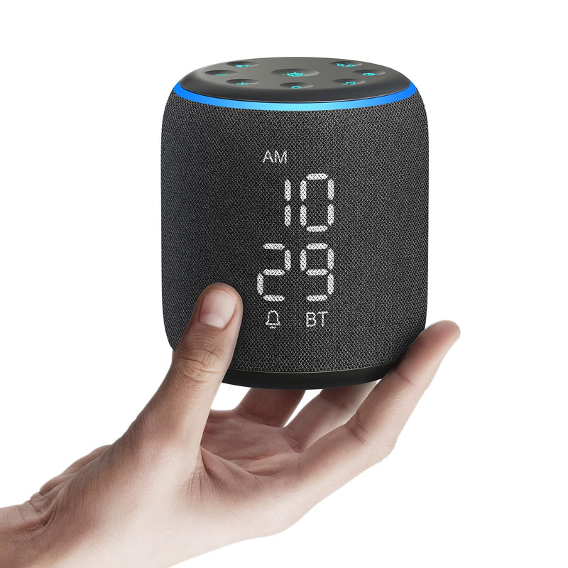 REACHER Sound Machine Alarm Clock for Kids, Portable Sound Machine for Sleep Friendly, Small Rechargable Bluetooth Alarm Clock for Travel, Glow Night Light for Bedroom Nursery Travel Dorm Bedside