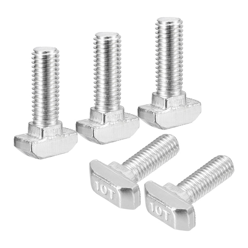 uxcell 10Pcs T-Slot Bolts, M8 x 25mm Hammer Head Bolt T Screw Drop-in Stud for 4545 Series T-Slot Aluminum Extrusion Profile, 304 Stainless Steel, Silver M8x25mm 10