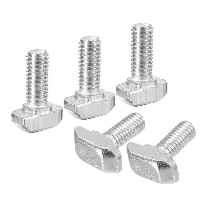 uxcell 10Pcs T-Slot Bolts, M6 x 16mm Hammer Head Bolt T Screw Drop-in Stud for 3030 Series T-Slot Aluminum Extrusion Profile, 304 Stainless Steel, Silver M6x16mm 10