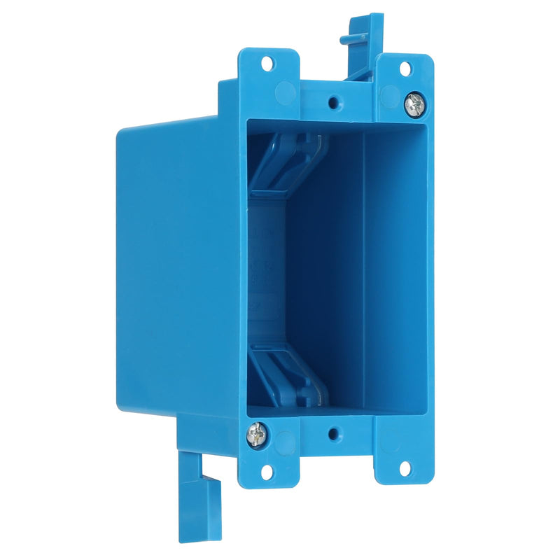 XIUTE 1-Gang High Grade of PVC Old Work Standard Switch/Outlet Wall Electrical Box,Blue，14 Cubic Inch Junction Box,Adjustable Mounting Tabs，ETL 1Gang 14Cu.In 1 pack of blue