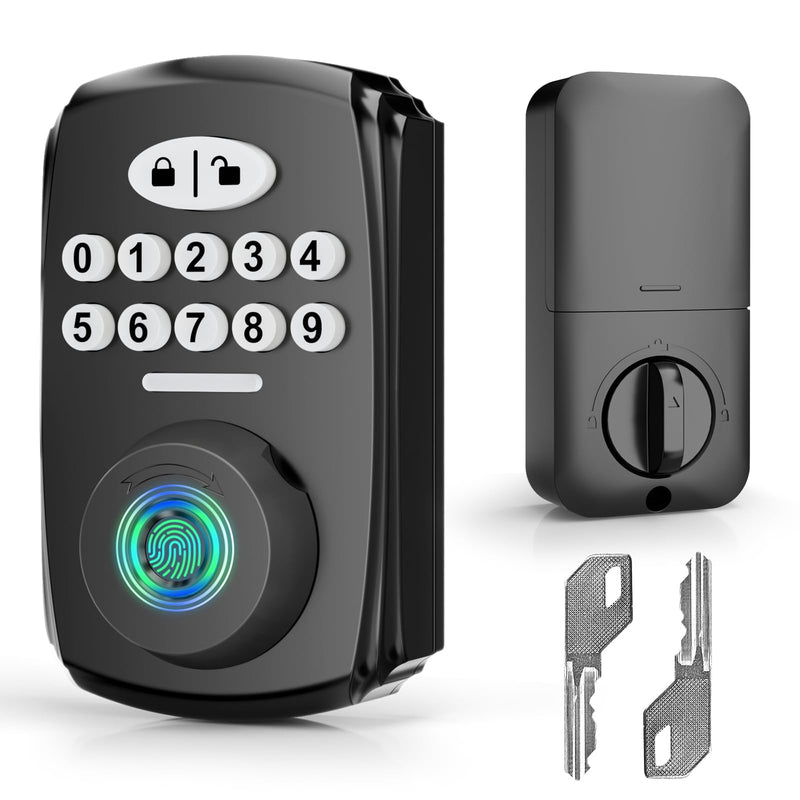 Fingerprint Door Lock - Keyless Entry Door Lock Smart Deadbolt Lock - Electronic Digital Keypad Lock - Smart Locks for Front Door - Auto Lock - Easy Installation Black
