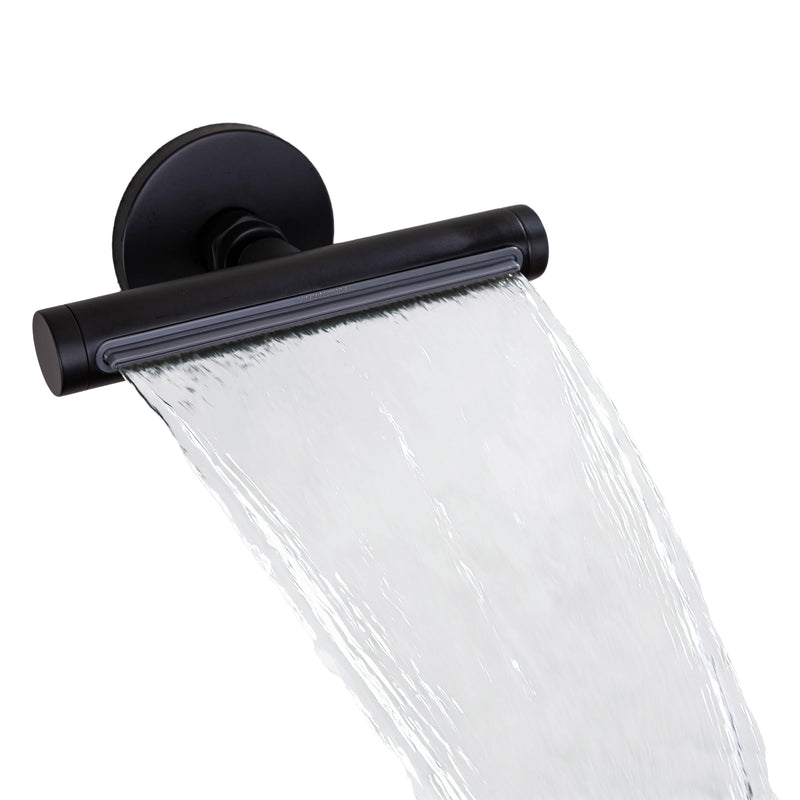 Shower Body Spray Jets, Waterfall Shower Head with High Pressure Nozzle, Wall Mount Adjustable Modern Bath Jet Set for Bathroom Luxury Massage Spa, Matte Black 6 Inch Waterfall