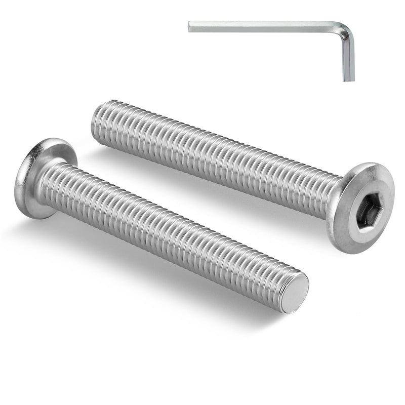 M6-1.0 x 35mm Flat Head Hex Socket Cap Screws Bolts 10Pcs, M6 Bolt 304 Stainless Steel 18-8 Furniture Bolts Full Thread, with Hex Spanner M6 x 35mm Silver 10