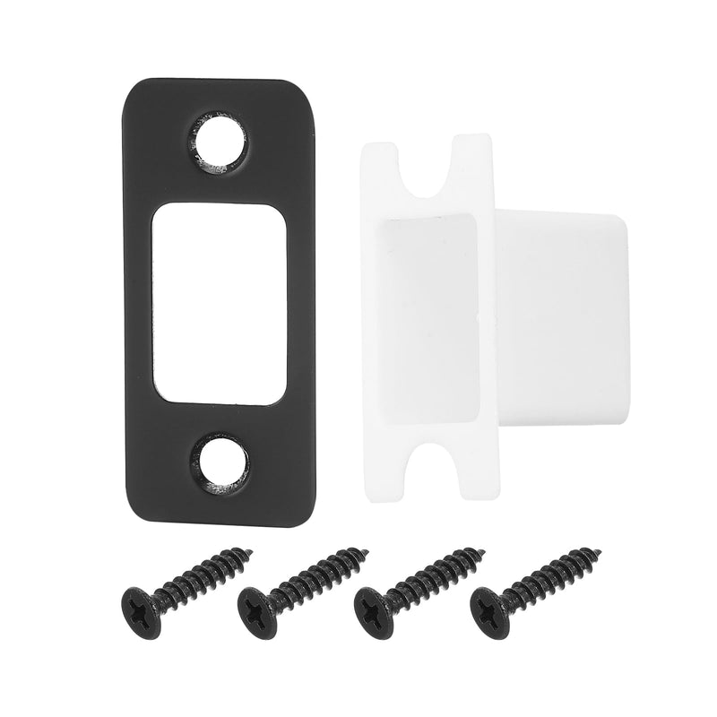uxcell 4Set Door Strike Plate, 57mm x 25.5mm Stainless Steel Latch Deadbolt Replacement Lock Strike Plate for Door Frame Door Jamb Reinforcement, Round Corner, Black