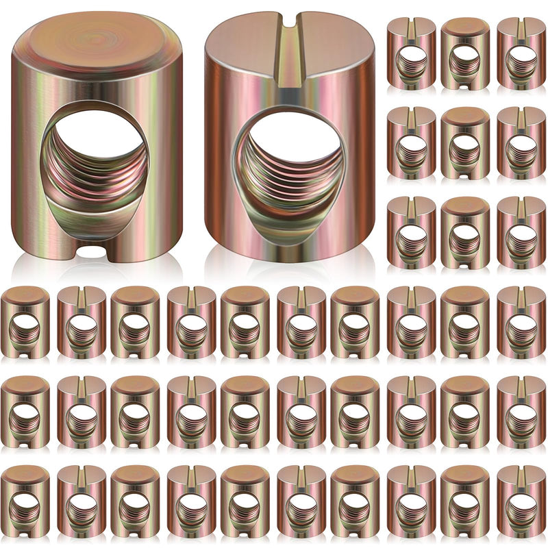 Blulu 50 Pcs Metric M6 Barrel Nuts Cross Dowels Slotted Nuts Bunk Bed Replacement Hardware Headboard Hardware Kit for Baby Bed Crib Chairs Furniture M6 x 10 mm x 13 mm