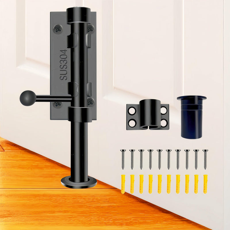 Barrel Bolt Latch,6.3 inch Slide Bolt Gate Latch,14mm Bolt Heavy Duty Shed Door Latch,304 Stainless Steel Black Finish Door Lock Latch for Barn, Wooden Fence, Slide,Door (2, Black) 2