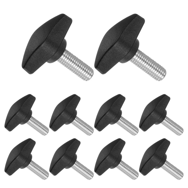 Tee Wing Knobs Thumb Screw, M8 x 20mm Male Thread, Plastic T Thumb Clamping Screw Threaded Stud Hand Knobs Grip, (Applications: for Machinery Lathes), 10-Pieces