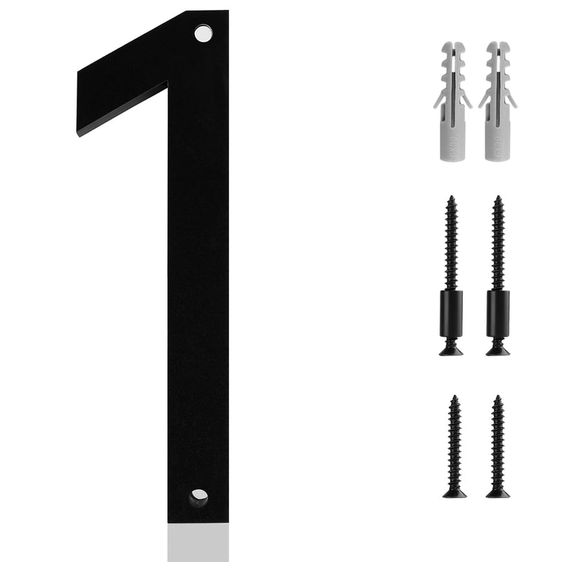 5 Inch House Number 1 Black Modern House Number,Acrylic Outside Address Numbers for Door Mailbox Street Easy Flush or Floating Mount for Exterior Address Display, Garage Gates,and Farmhouses(Number 1) 5 Inch No 1