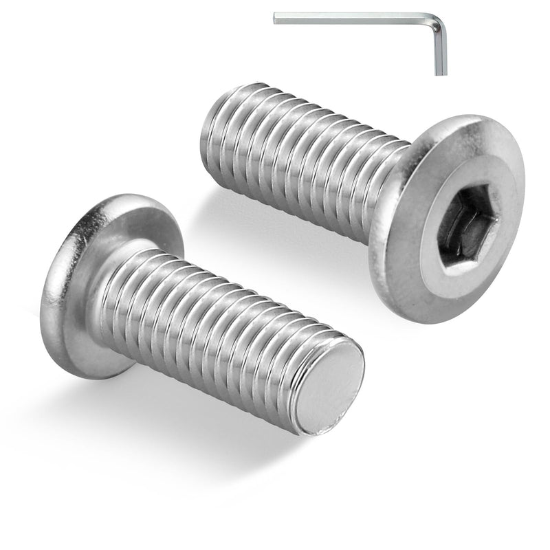 1/4-20 Bolt, 20Pcs 1/4-20 x 3/4" Flat Head Hex Socket Cap Screws, 304 Stainless Steel 18-8 Furniture Bolts, Full Thread (with Hex Spanner) 1/4x3/4 Silver 20
