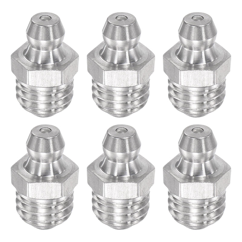 uxcell 6Pcs Metric Stainless Steel Straight Grease Fitting M10 x 1.5mm Thread Hydraulic Grease Fitting Accessories