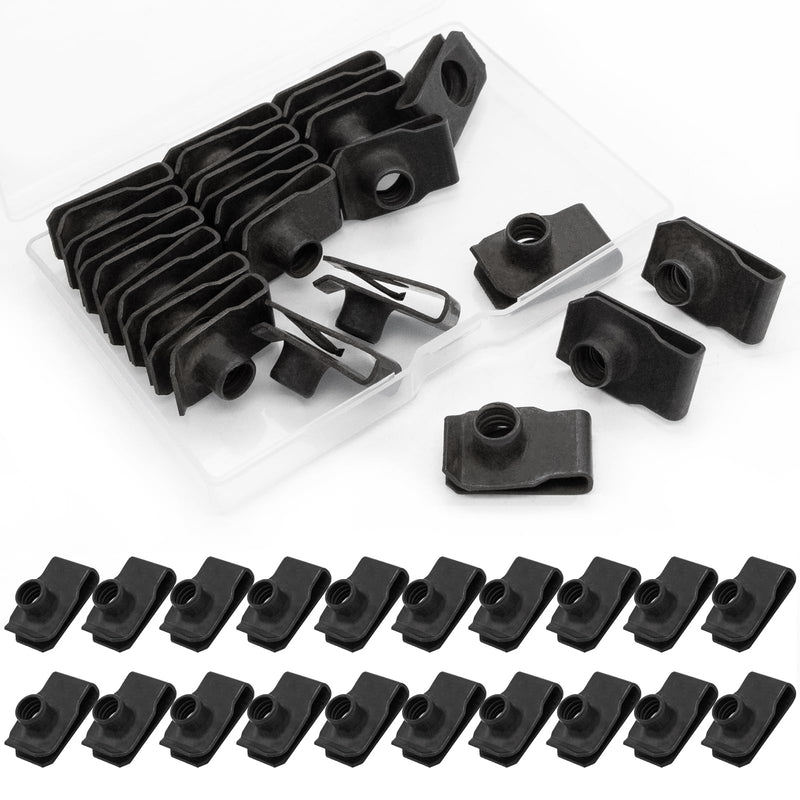 20 Pcs Extruded U Type Nuts Black U-Style Clip-On Nut Bumper Fender U Style Clip U Style Fasteners for Automotive Metal Fender Grill Retainer Clips (5/16-18) 5/16