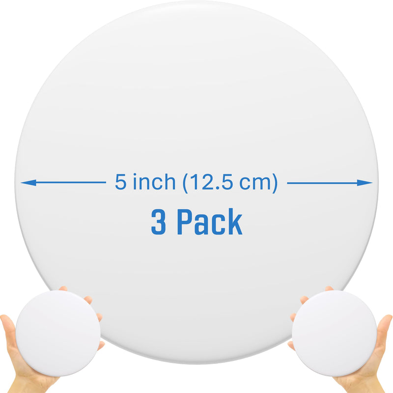 Strongest Home Wall & Door Handle Stopper 5" Set of 3 Pieces White Rubber Door Knob, Round Wall Shield Cushion, Quiet Wall Protector for Door Handle, Guard Door Bumper, Self Adhesive X-Large