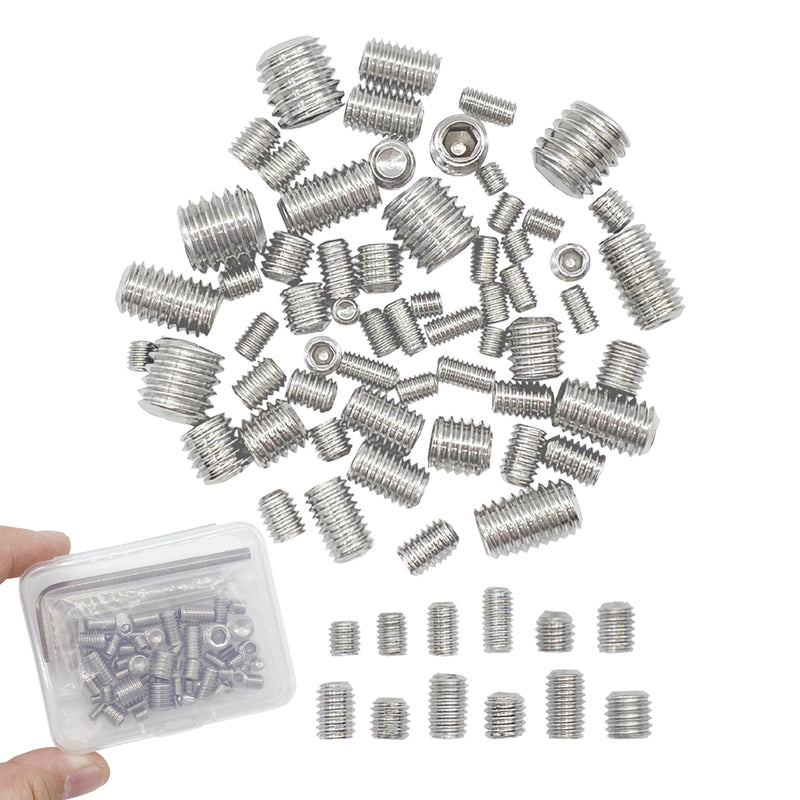60pcs Set Screws, Allen Head Screws, Grub Screws M3 M4 M5 M6 M8 for Home Repair, Install Door Lock, Repair Furniture, Electronic Product, DIY, Fixtures (Stainless Steel 12 Sizes) 60pcs(Stainless Steel 12 Sizes)