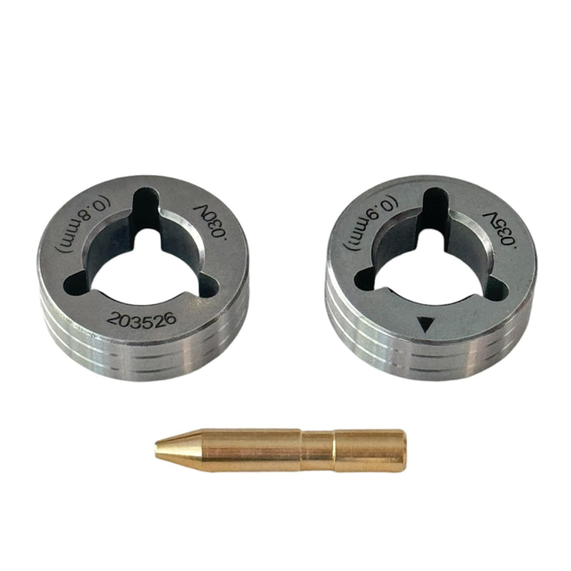 Compatible/Replacement with/for Miller V-groove drive roll kit, .030/.035" combination. Includes 2 drive rolls and inlet. Package of 1