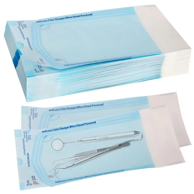 Yuelong 200PCS Self Sealing Sterilization Pouch Bags 2.25" x 5" Autoclave Sterilizer Bags Pouch for Nail Tools Grade Paper Disposable Dental Tattoo Accessories Tool Storage Bag 2.25" x 5"